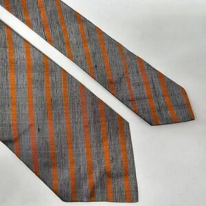 ZODIAC HAND WOVEN SILK TIE PALM BEACH ORANGE HEATHER GRAY 4" USA MADE